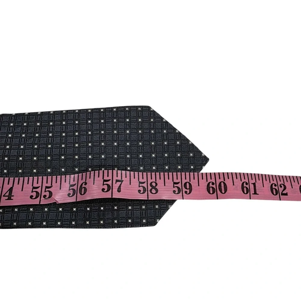 Calvin Klein‎ Silk Tie Men's Gray White Polka Dot Woven Luxury Designer Necktie